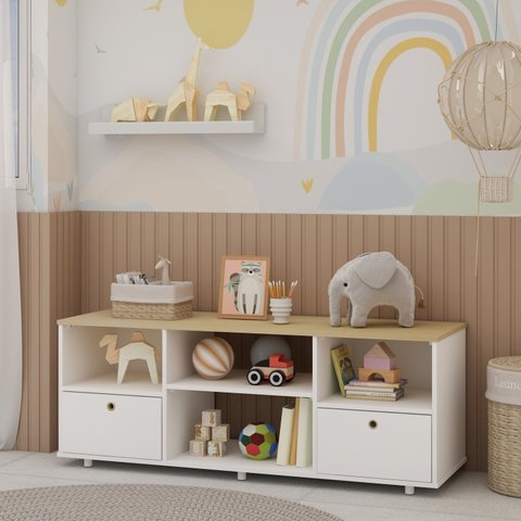 Organizador para Quarto Infantil com 2 Gavetas Montagem Simplificada sem Uso de Ferramentas