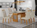 Ver imagem 1 de Conjunto Sala de Jantar Lara 1,80m com 6 Cadeiras Clara Plus Cinamomo/Off White/Joli Palha