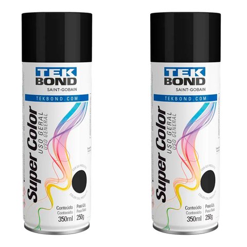 Kit Pintura 2 Latas Tinta Cor Preto Brilhante Uso Geral