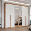 Ver imagem 1 de Guarda-Roupa Casal 267cm 6 Portas com Espelho 100% MDF Linhares Espresso Móveis Off White/Cinamomo