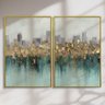 Quadro Decorativo Abstrato Verde e Dourado Kit 2 Quadros - 3