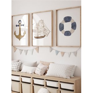 Kit 3 Quadros Decorativos Infantil Navegador Fundo Oceano No1