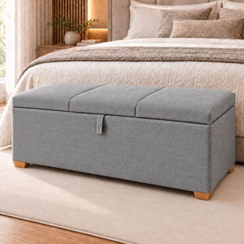 Puff Baú Queen Base Madeira Maciça 160cm Loft