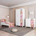 Ver imagem 2 de Quarto Infantil 3 Peças com Mini Cama Carruagem Rosa Z53 - Mpozenato