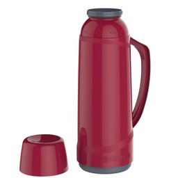 Garrafa Térmica 1l Ampola de Vidro Vermelha Cristal Soprano - 2