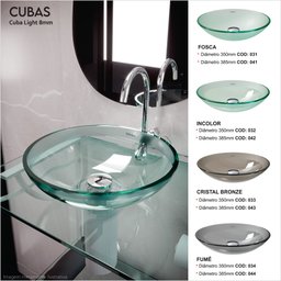 Cuba de Apoio de Vidro Temperado 35cm 8mm - 5
