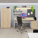 Ver imagem 2 de Cj. Armário Alto + Mesa Reta Pedestal 3 Gav. 30mm 1700x700 - Dubai/branco