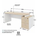 Ver mais imagens de Cj. Armário Alto + Mesa Reta Pedestal 3 Gav. 30mm 1700x700 - Dubai/branco