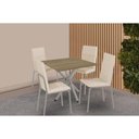 Ver imagem 1 de Conjunto: Mesa Sala Jantar Volga C/ Tampo de Madeira 90cm e 4 Cadeiras Amsterdã Niquel - Bege -