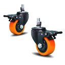 Ver imagem 1 de 2 Rodizio Giratório 3 Pol. com Espiga e Freio Rolamento