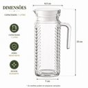 Ver imagem 6 de Jarra Firenze Vidro com Tampa Plastica Branca para Agua e Suco Decorada Porta Geladeira Incolor 1L