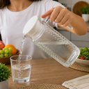 Ver mais imagens de Jarra Firenze Vidro com Tampa Plastica Branca para Agua e Suco Decorada Porta Geladeira Incolor 1L