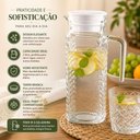 Ver imagem 7 de Jarra Firenze Vidro com Tampa Plastica Branca para Agua e Suco Decorada Porta Geladeira Incolor 1L