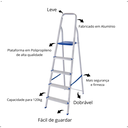 Ver imagem 3 de Escada Tesoura com 5 Degraus Mor Residencial Metalúrgica