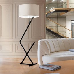 Luminária Abajur de Chão Bali Cúpula Cilíndrica e Pés de Ferro Preto - 3