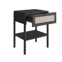 Ver imagem 7 de Conjunto Cabeceira Solteiro 90cm e Mesa de Cabeceira 1 Gaveta Pé Madeira Palhinha Oslo Nero Preto