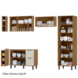 Cozinha Modulada Completa de Canto Lombardia Freijó Off White - 6
