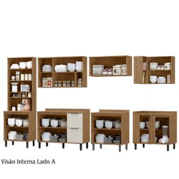 Cozinha Modulada Completa de Canto Lombardia Freijó Off White - 5