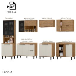 Cozinha Modulada Completa de Canto Lombardia Freijó Off White - 3