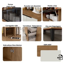 Cozinha Modulada Completa de Canto Lombardia Freijó Off White - 7