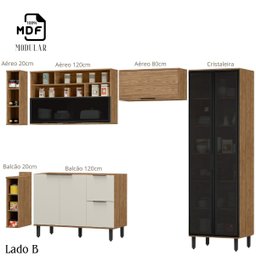 Cozinha Modulada Completa de Canto Lombardia Freijó Off White - 4
