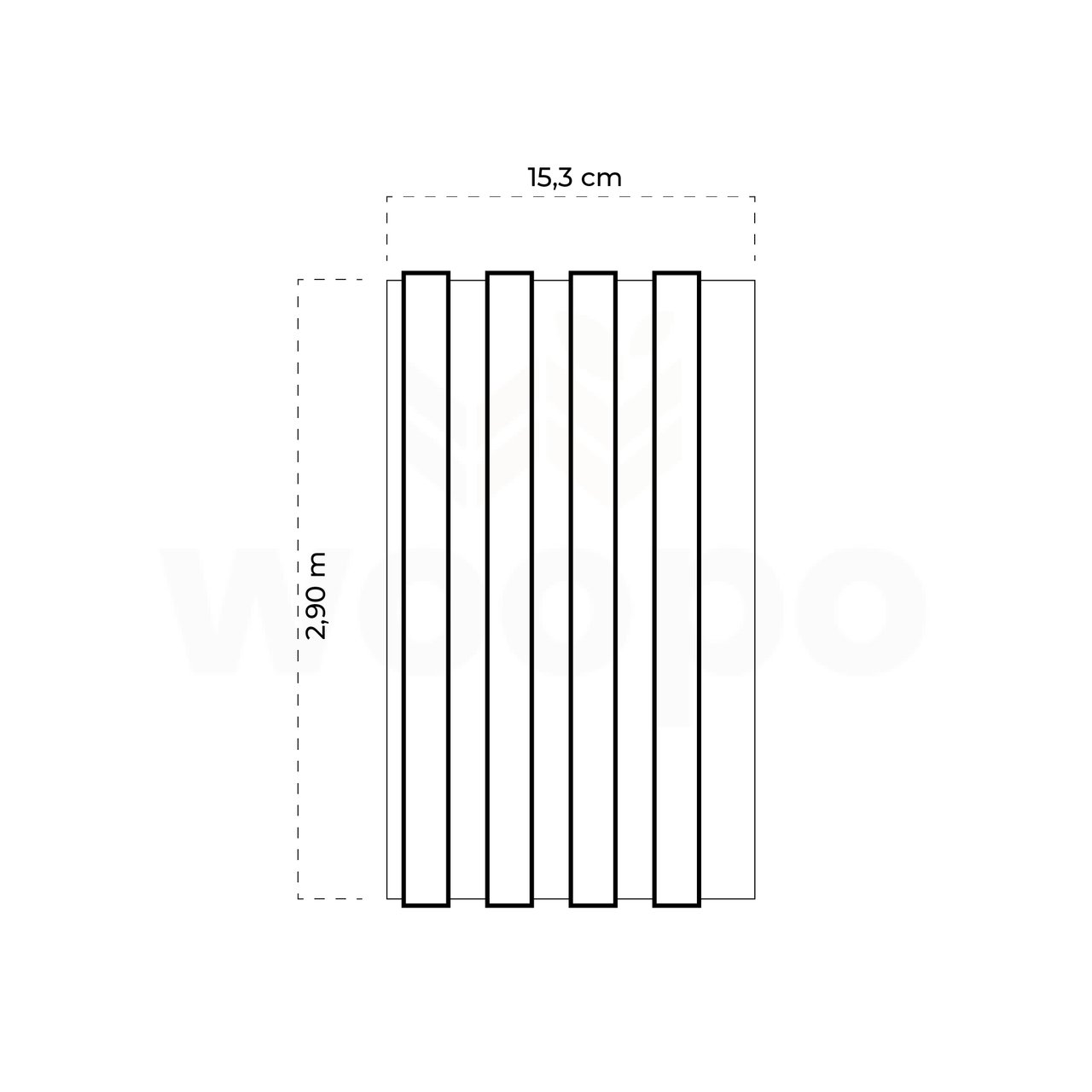 Kit 13 Painel Ripado Cor: Branco Wpc Interno Wave 2,90m X 15cm (0,43m²) - 5