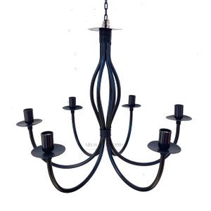 Lustre Luminária Ferro Teto Rústica Preto 6 Bocais MINAS ARTE PRÓPRIA lustre 6 bocais preto