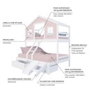 Ver imagem 3 de Beliche Casal/ Solteiro Casinha Dos Sonhos com 02 Gavetas Kit Escada/ Escorregador Madeira Maciça