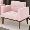 Ver imagem 7 de Poltrona Decorativa Base Madeira Castanho Ana Suede Rosa Bebê - Ibiza