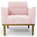 Ver imagem 5 de Poltrona Decorativa Base Madeira Castanho Ana Suede Rosa Bebê - Ibiza