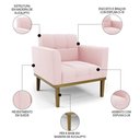Ver imagem 2 de Poltrona Decorativa Base Madeira Castanho Ana Suede Rosa Bebê - Ibiza