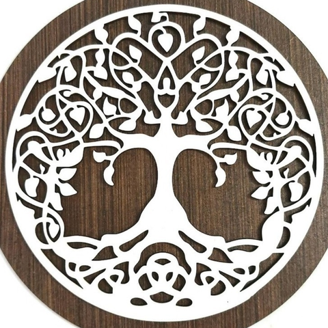 Mandala Arvore Vida - Mdf - Branco - Enfeite Decortivo - 30cm