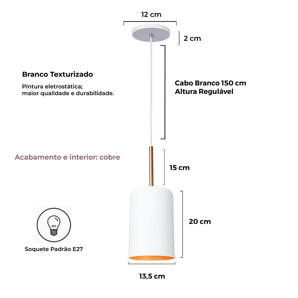 Pendente Lustre Luminária Veneza Branco - 2