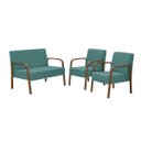 Ver imagem 1 de Conjunto Poltrona Luna Braço Madeira D Salla Suede Turquesa