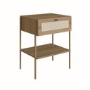 Ver imagem 7 de Conjunto Cabeceira Solteiro 90cm e Mesa de Cabeceira 1 Gaveta Pé Metal Dourado Palhinha Oslo Bege