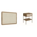 Ver imagem 1 de Conjunto Cabeceira Solteiro 90cm e Mesa de Cabeceira 1 Gaveta Pé Metal Dourado Palhinha Oslo Bege