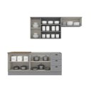 Ver imagem 5 de Cozinha Compacta 4 Peças 100% MDF com Balcão Pia e Tampo para Cooktop Cinza/Nature Americana