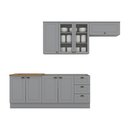 Ver imagem 2 de Cozinha Compacta 4 Peças 100% MDF com Balcão Pia e Tampo para Cooktop Cinza/Nature Americana