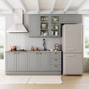 Ver imagem 1 de Cozinha Compacta 4 Peças 100% MDF com Balcão Pia e Tampo para Cooktop Cinza/Nature Americana