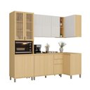 Ver mais imagens de Cozinha Compacta de Canto 100 MDF 5 Peças com Tampo e Espaço Micro-Ondas 236cm Aura Luciane Móveis
