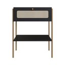 Ver imagem 7 de Conjunto Cabeceira Solteiro 90cm e Mesa de Cabeceira 1 Gaveta Pé Metal Dourado Palhinha Oslo Preto