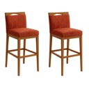 Ver imagem 1 de Kit 2 Banquetas Alta Cozinha Gourmet Estofada Suede:suede Terracota