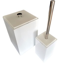 kit lixeira esconde sacola + porta escova sanitária acrílica - 2