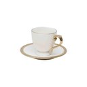 Ver imagem 4 de Conjunto 6 Xícaras Café Porcelana C/ Pires Paddy 90 Ml Branco Wolff