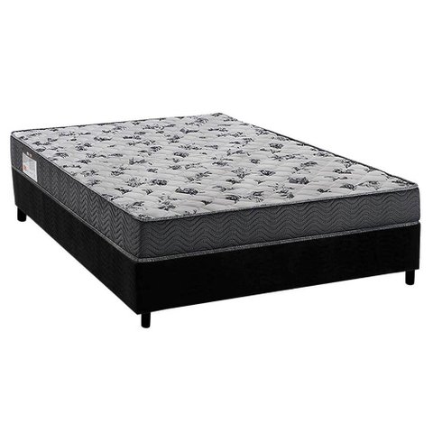 Cama Box Viúva: Colchão Espuma Ortobom D33/EP Anatômico Fort Tech ISO 100 + Base CRC Suede Black(128