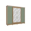 Ver imagem 1 de Guarda Roupa 4 Portas de Correr (2 C/ Espelho) e 4 Gavetas C/ Pés Cb01n565 Flex Nogueira/macadamia