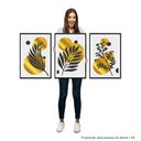 Ver imagem 1 de Kit 3 Placas Decorativas Folhas de Ouro 60x40 Cada com Moldura Preta