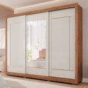 Ver imagem 1 de Guarda-Roupa Casal 3 Portas de Correr com Pés e Espelhos 269cm 100% MDF Olinda Espresso Móveis Bege/Cinamomo/Off White