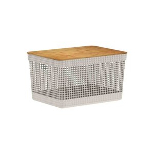 Cesto Organizador Grid Tampa Bambu 20 L Bege ou Cg355bgf