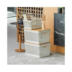 Cesto Organizador Grid Tampa Bambu 20 L Bege ou Cg355bgf - 3